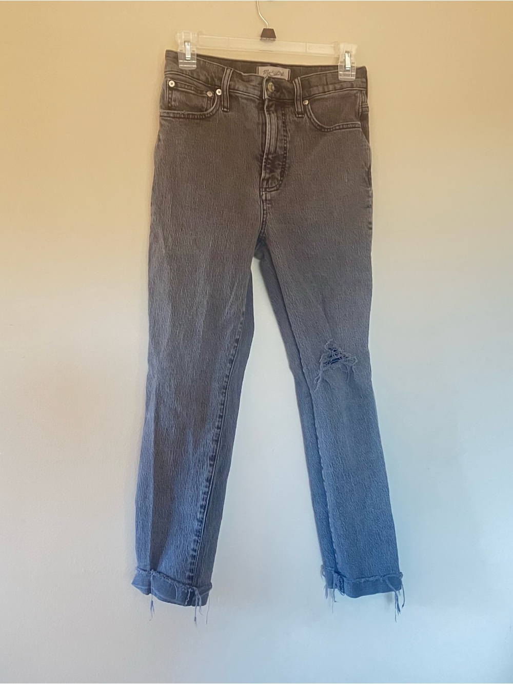Madewell Gray Distressed Boyfriend Jeans